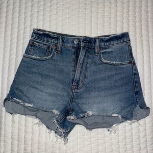 Abercrombie & Fitch Blue Jean Shorts Distressed Raw-Edge